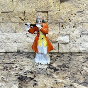 Vintage Colonial Flute Player Hand‎ Painted Porcelain Made in OCCUPIED Japan